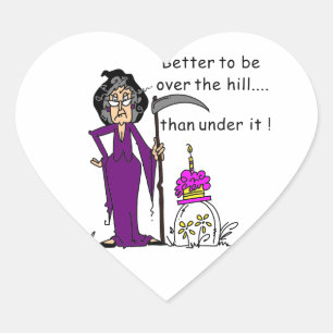 Grim Reaper Birthday Humor Hjärtformat Klistermärke