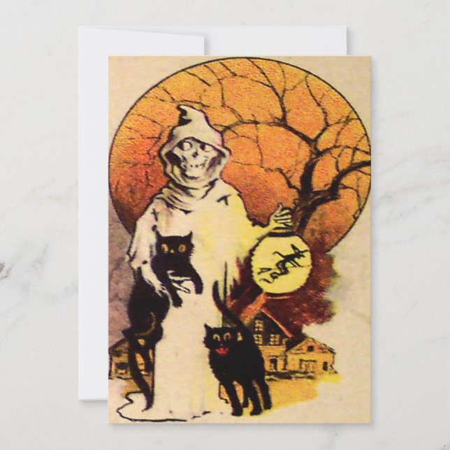 Grim Reaper Black Cat Full Moon Träd Lantern Witch (Framsida)
