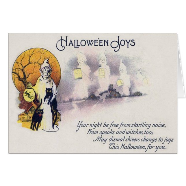 Grim Reaper Black Cat Lantern Full Moon Hälsningskort (Framsidan Horizontal)