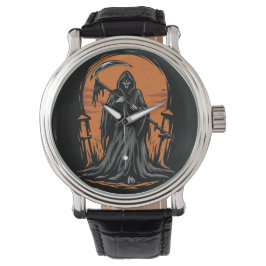 Grim Reaper Cartoon in Sunset Graveyard Armbandsur