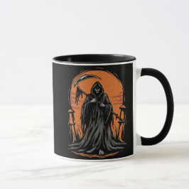 Grim Reaper Cartoon in Sunset Graveyard Mugg