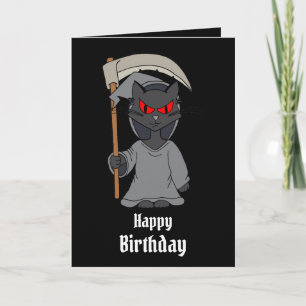 Grim Reaper Cat Funny Goth Kort
