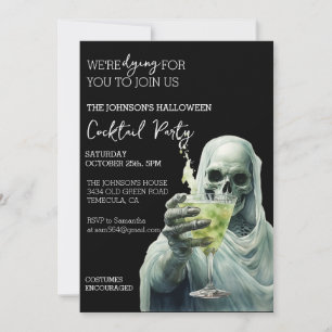 Grim Reaper Cocktail Halloween fest Watercolor Inbjudningar