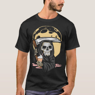 Grim Reaper Coffee Ice Cream Funny Goth T Shirt