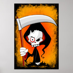 Grim Reaper Creepy Funny Tecknad Poster
