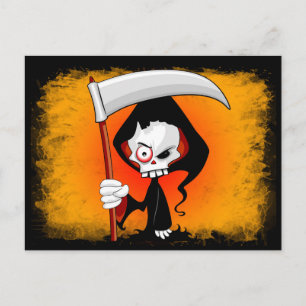 Grim Reaper Creepy Funny Tecknad Vykort