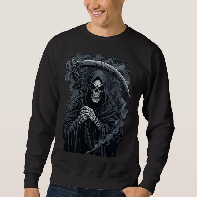 Grim Reaper Dark Art Graphic Lång Ärmad Tröja (Framsida)