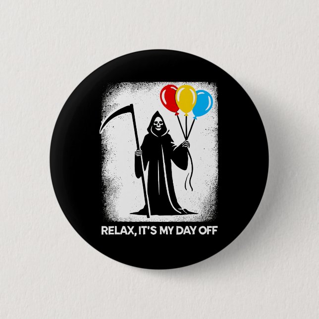 Grim Reaper Day Off Funny Halloween Funny Grim Rea Knapp (Framsida)