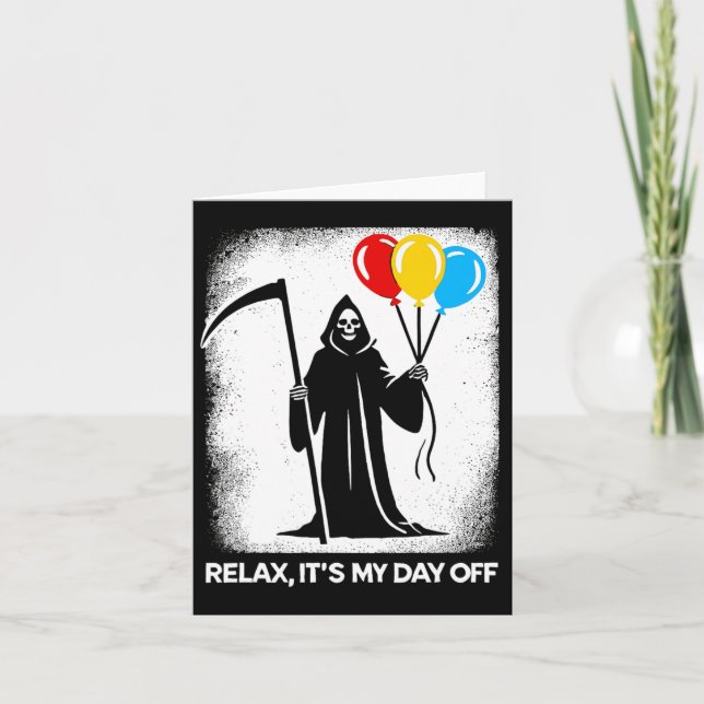 Grim Reaper Day Off Funny Halloween Funny Grim Rea Kort (Framsida)