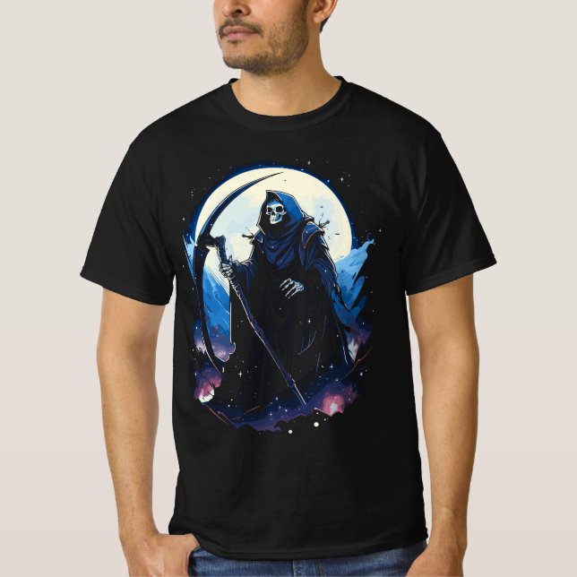 Grim Reaper Death Awaits T Shirt (Framsida)