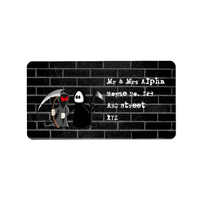 Grim Reaper Death Label Adressetikett (Framsidan)