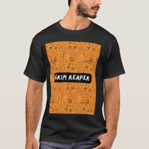 Grim Reaper Death Orange Paranormal Graveyard Hall T Shirt