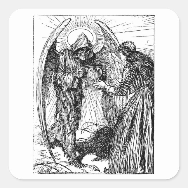 Grim Reaper-dekal Fyrkantigt Klistermärke (Framsida)