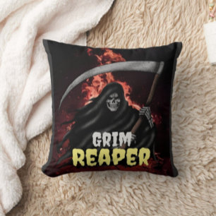 Grim Reaper Fire Inferno Halloween Anpassningsbar Kudde
