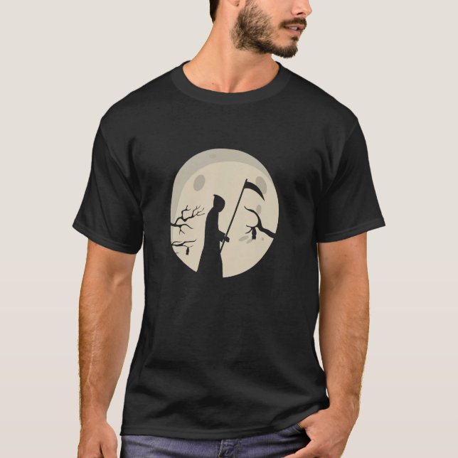 Grim Reaper Full Moon T Shirt (Framsida)