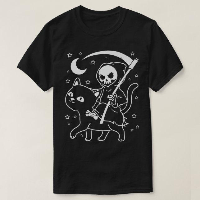 Grim Reaper Goth Clothes Punk Emo Cat Grim Reaper T Shirt (Design framsida)