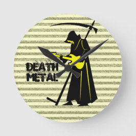 Grim Reaper Guitar ☠️ Gothic Skull 💀 design Rund Klocka