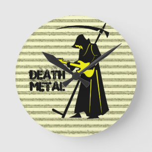 Grim Reaper Guitar ☠️ Gothic Skull 💀 design Rund Klocka