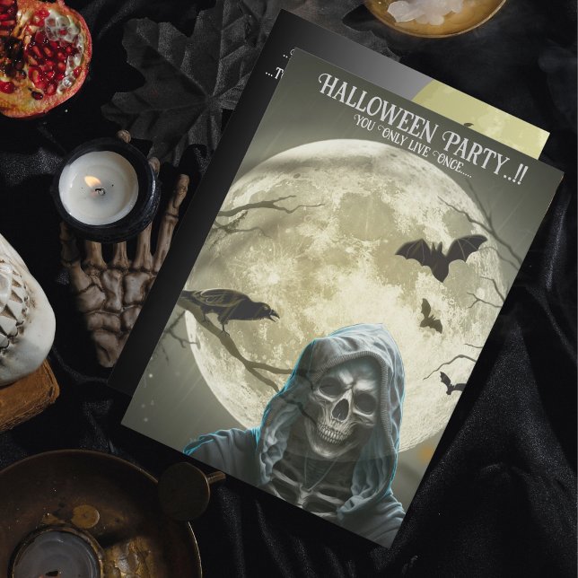 Grim Reaper Halloween fest Inbjudningar (Grim Reaper Halloween Party Invitation)