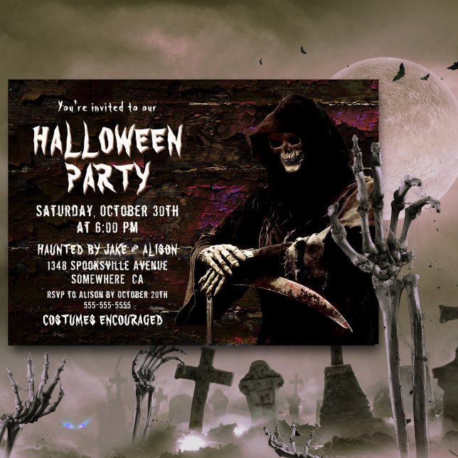 Grim Reaper Halloween fest Inbjudningar (Skapare uppladdad)