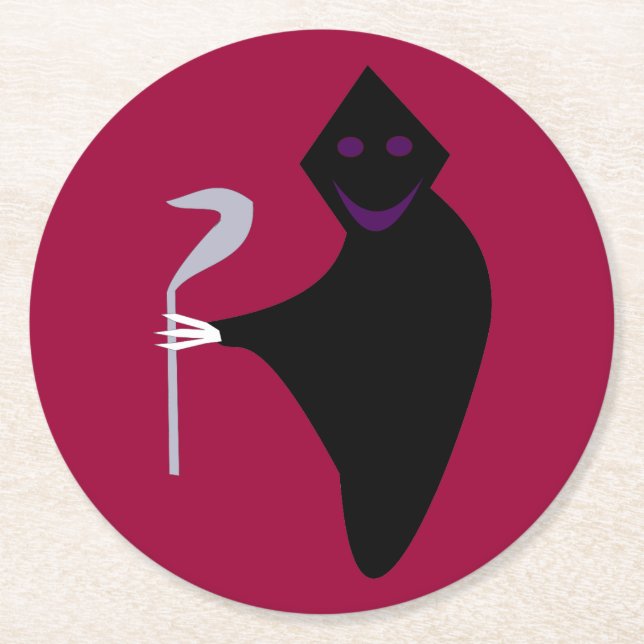 Grim Reaper Halloween Papper Underlägg Rund (Framsidan)