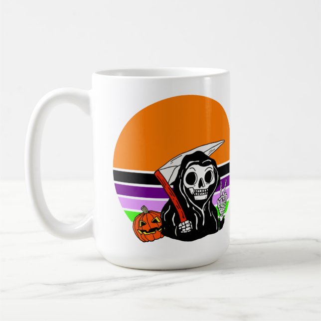 Grim Reaper - Halloween Sunset Jack O'Lantern Kaffemugg (Vänster)
