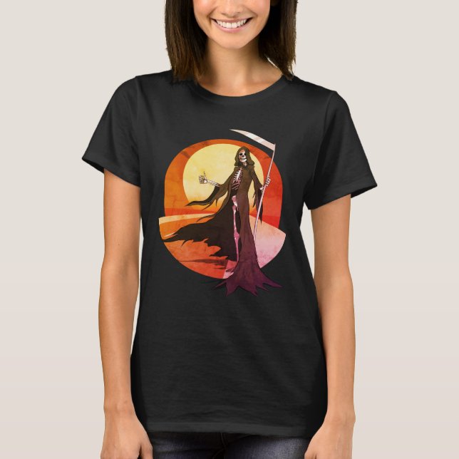 Grim Reaper Hitchhiking T Shirt (Framsida)