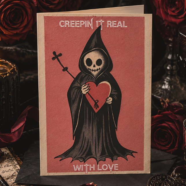 Grim Reaper-hjärta gotisk Alla hjärtans dag Julkort (Skapare uppladdad)