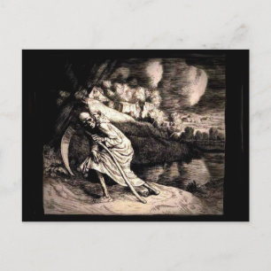 Grim Reaper in black vycard Vykort
