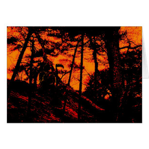 Grim Reaper in Scary Orange Lit Forest Hälsningskort