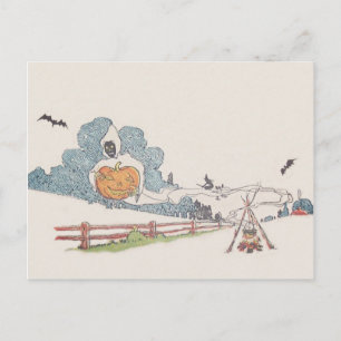 Grim Reaper Jack O'Lantern Fladdermus Campfire Vykort