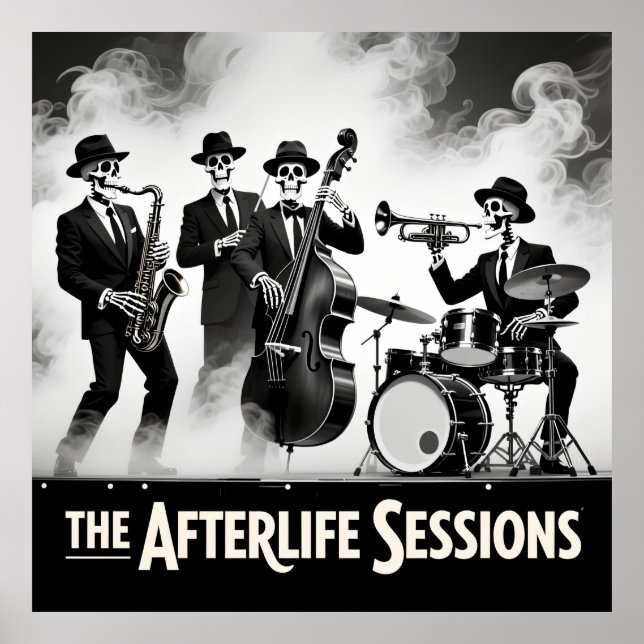 Grim Reaper Jazz Band Skeleton Musician Graphic Poster (Framsidan)