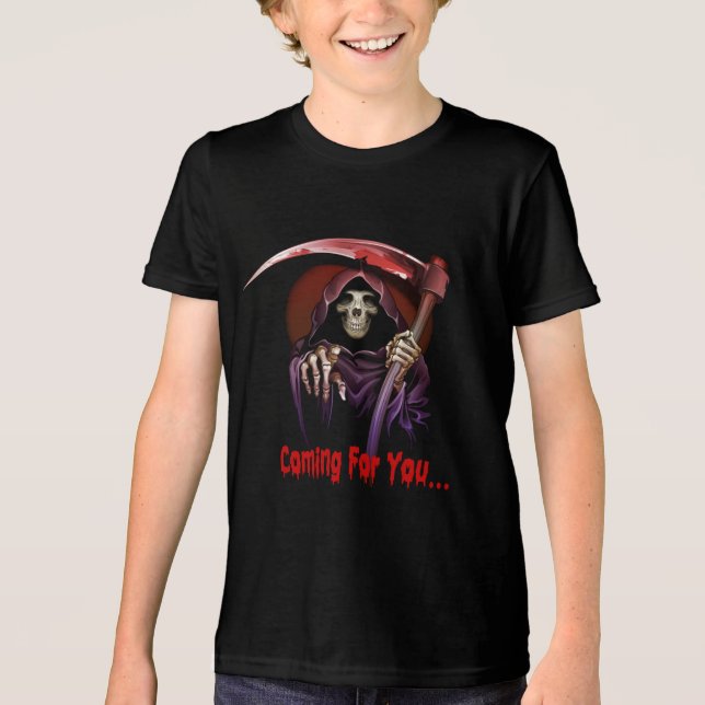 Grim Reaper kommer för dig Halloween T Shirt (Framsida)