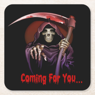 Grim Reaper kommer för dig Halloween Underlägg Papper Kvadrat