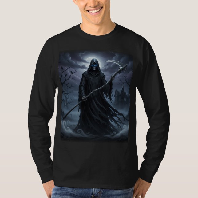 Grim Reaper långärmad Halloween T-shirt Unisex (Framsida)