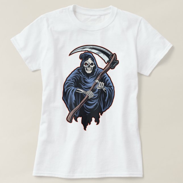Grim Reaper med Scythe T Shirt (Design framsida)