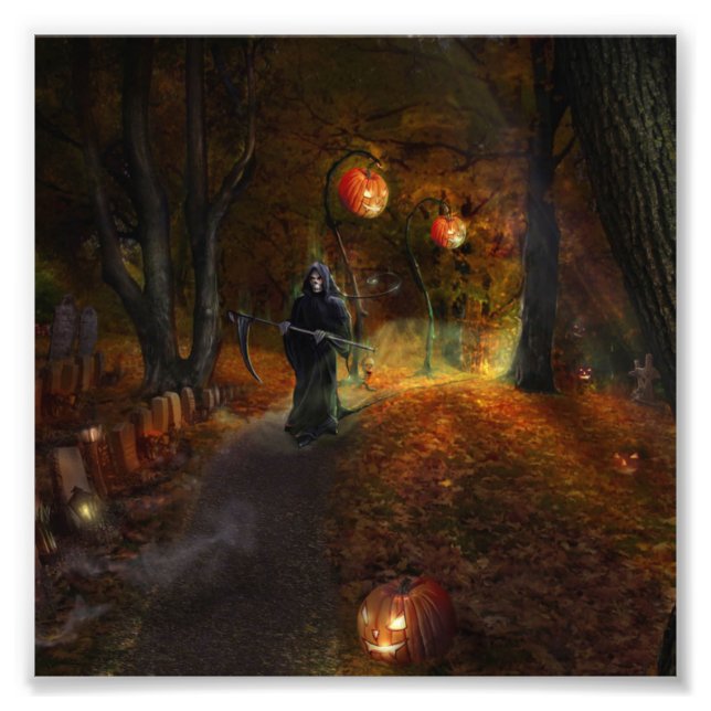 Grim Reaper och pumpkins Fototryck (Framsidan)