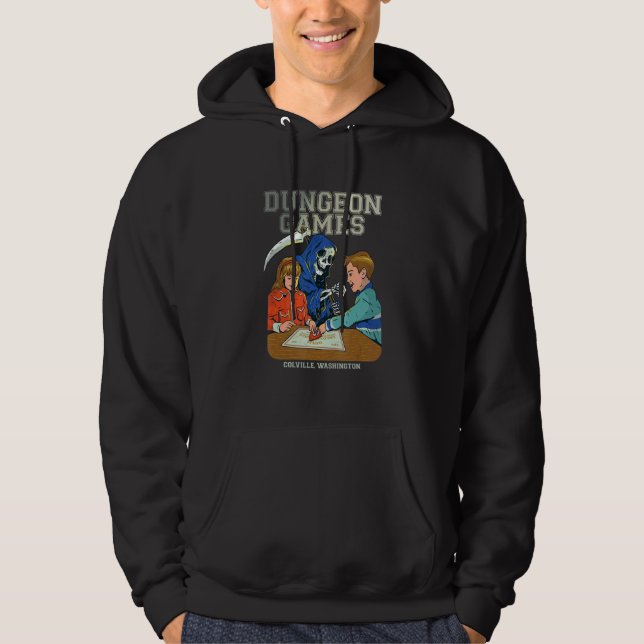 Grim Reaper Playing Board Games with Children Hoodie (Framsida)