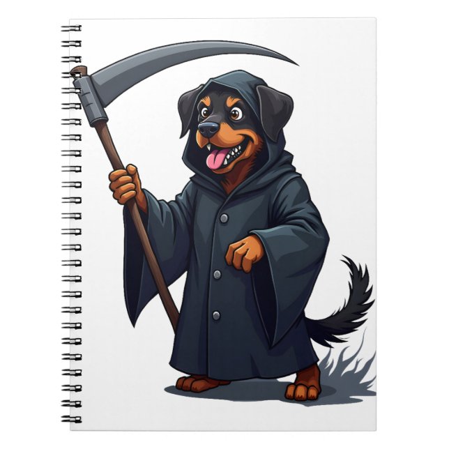 Grim Reaper Rottweiler Hund Anteckningsbok (Framsidan)
