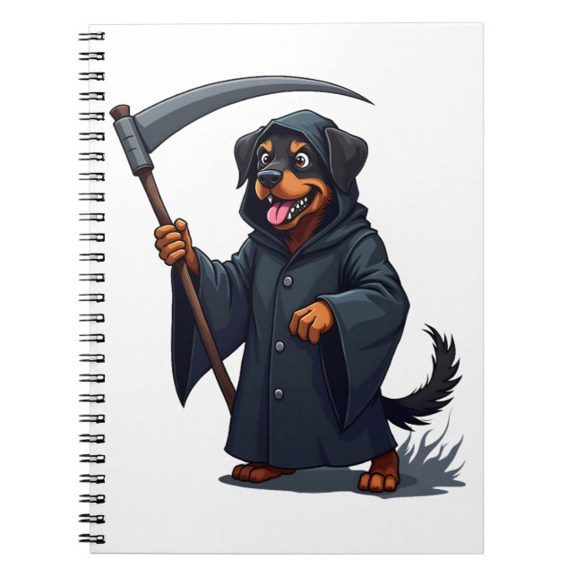 Grim Reaper Rottweiler Hund Anteckningsbok (Framsidan)