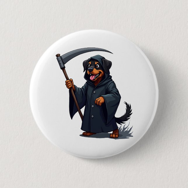 Grim Reaper Rottweiler Hund Knapp (Framsida)