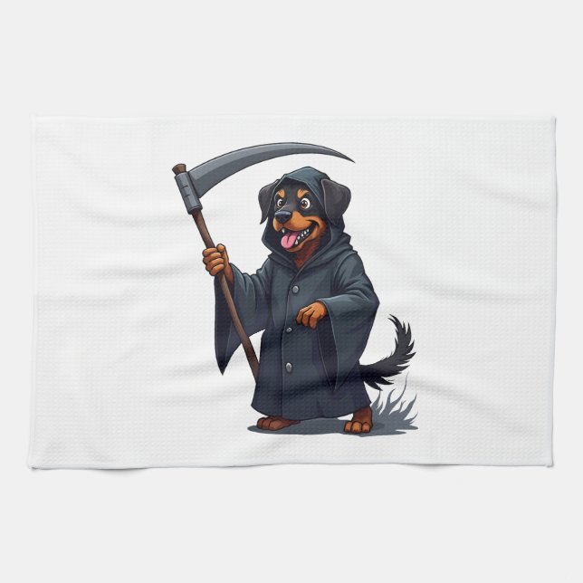 Grim Reaper Rottweiler Hund Kökshandduk (Horisontell)