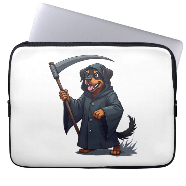 Grim Reaper Rottweiler Hund Laptop Fodral (Framsidan)