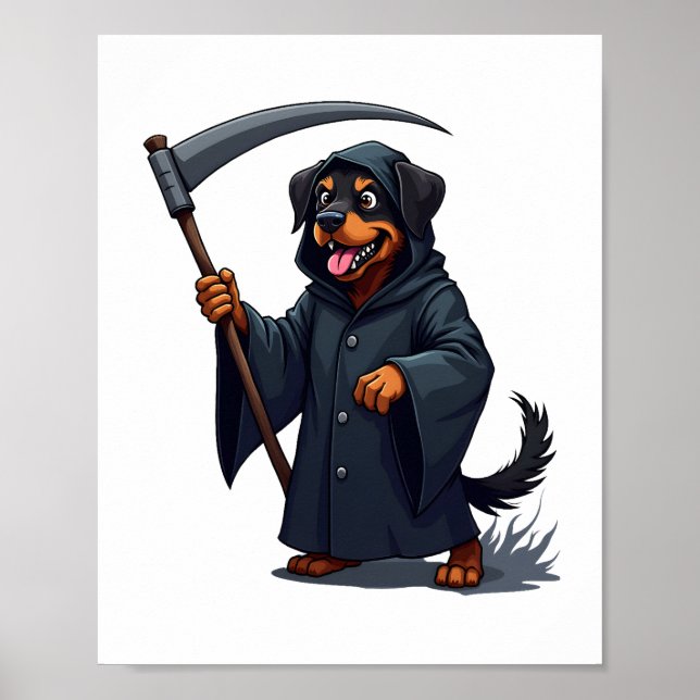 Grim Reaper Rottweiler Hund Poster (Framsidan)