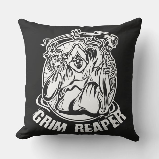 Grim Reaper Scary Halloween Kudde (Framsida)
