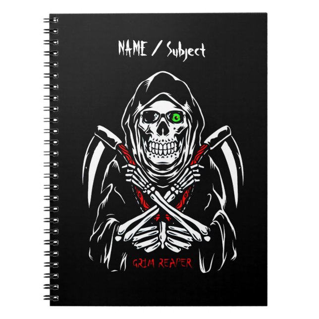 Grim Reaper Scythe Death Skeleton Bones Halloween Anteckningsbok (Framsidan)