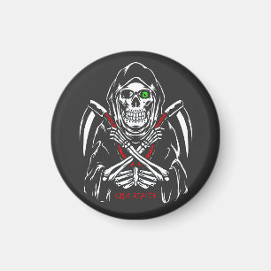 Grim Reaper Scythe Death Skeleton Bones Halloween Magnet