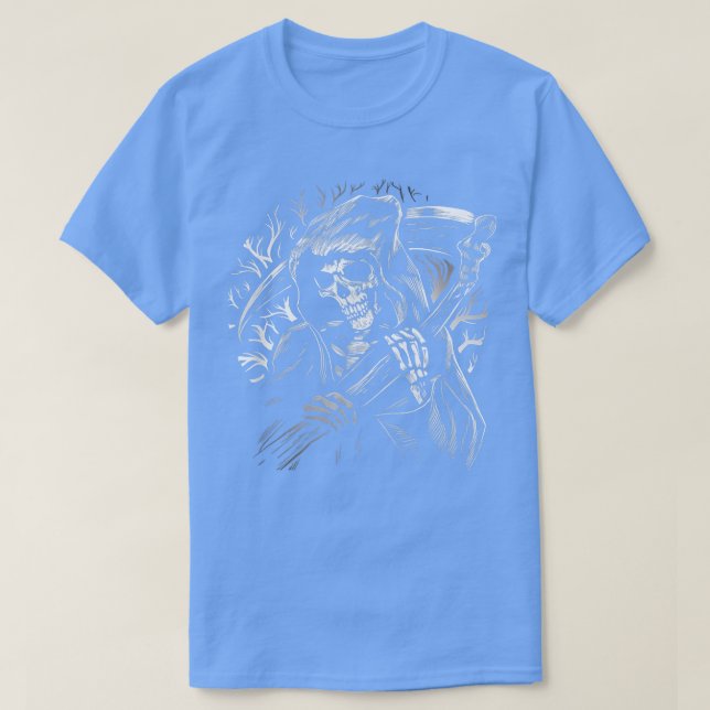 Grim reaper scythe Död Skeleton Halloween G T Shirt (Design framsida)