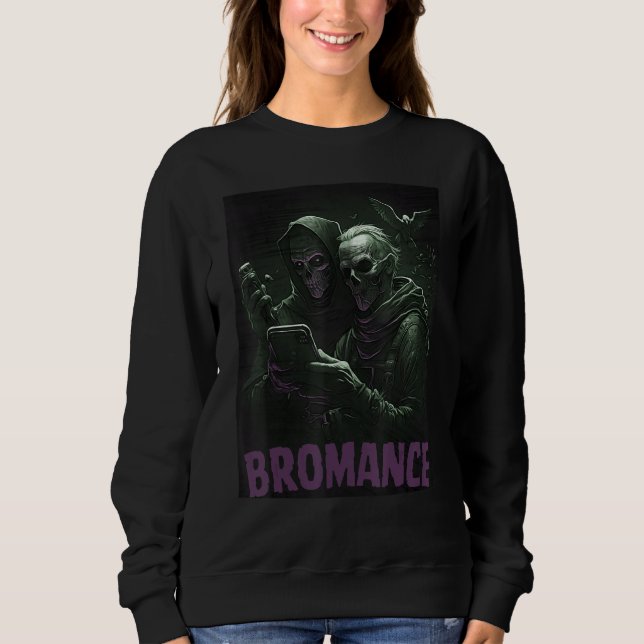 Grim Reaper Selfie BRO Cool Pop Graphic Art T Shirt (Framsida)