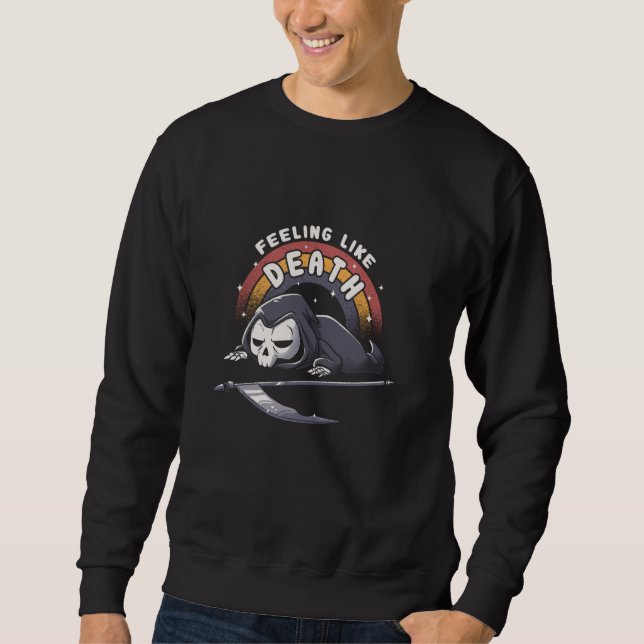 Grim Reaper Skeleton känner sig som död. Lång Ärmad Tröja (Framsida)